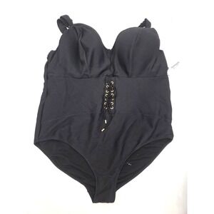SWIMSUITS FOR ALL WOMEN'S ONE PIECE BLACK SWIMSUIT, SIZE 28 Built In Bra